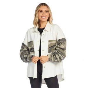 NWT MUD PIE RHODES SHACKET CREAM CAMO SIZE M/L
